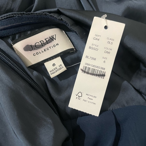 ELEGANT NWT J. Crew Satin Deep Blue Cutout Dress from Recycled Materials Sz 6 - Picture 6 of 7